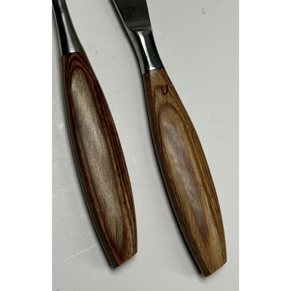Scandia by Barlow Slicing Knife & Serving Fork Set Wood Handle Stainless Steel
